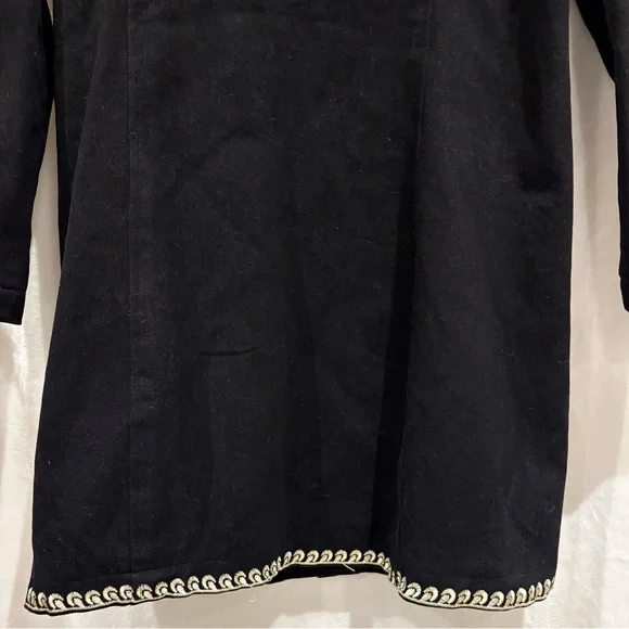 PAPARAZZI BY BIZ Jacket Black Twill Floral Embroidered Boho Coat M W/Pockets - Picture 8 of 8